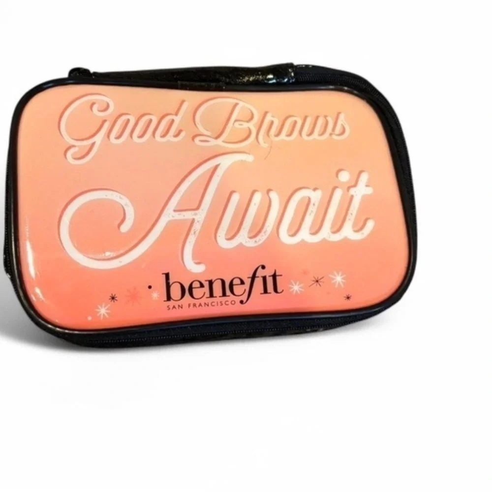 Benefit Cosmetics Good Brows Await Makeup Bag Black Pink Cosmetic Case